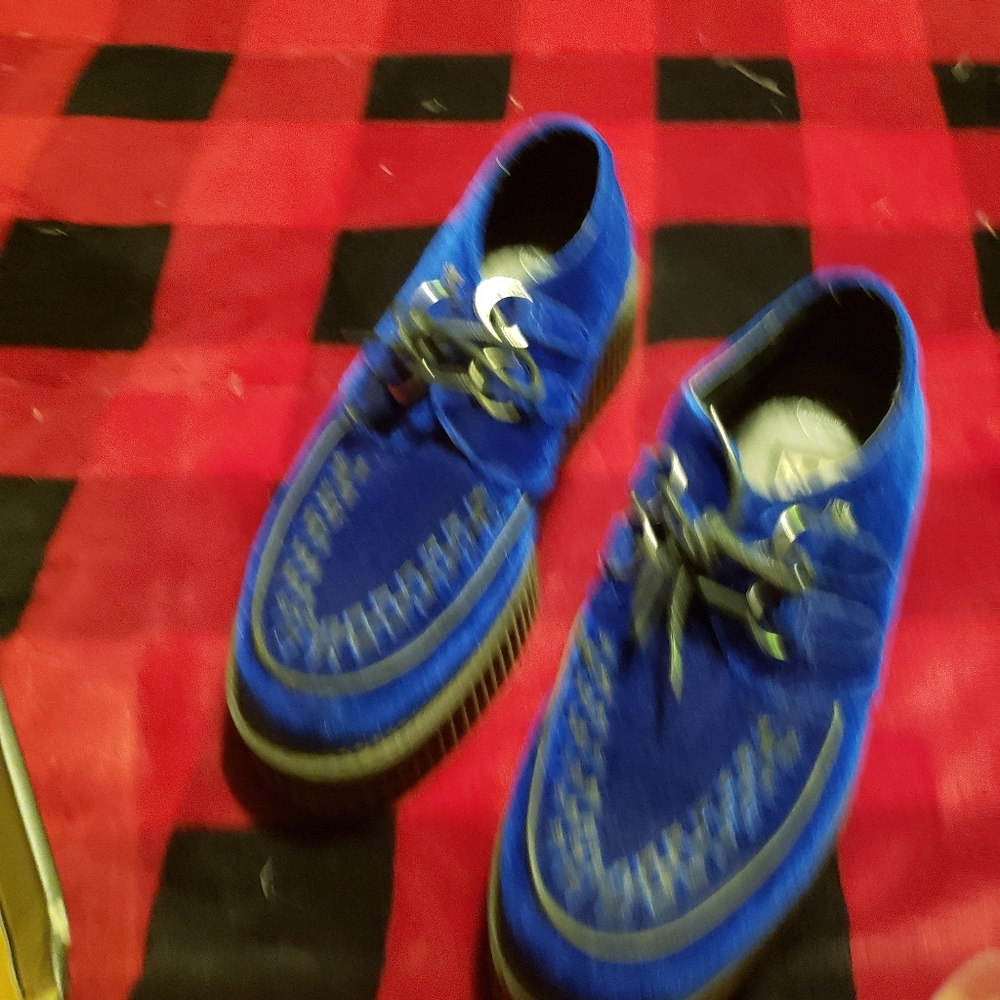 Blue suede creepers